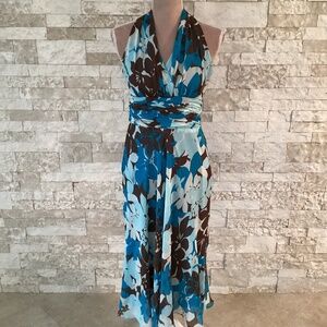 Evan Picone Halter-Style Floral Midi Dress (NWT)